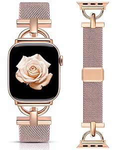 Wearlizer Magnetic Stretchy Band Compatible with Apple Watch Bands 42/46/38/40/41/44/45/49mm Women Men, Designer D-Shape Elastic Nylon Loop Strap for iWatch Series 11 10 9 8 7 6 5 4 SE/Ultra 3 2 1