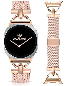 Wearlizer Braided Magnetic Band Compatible with Samsung Galaxy Watch 8 Band 40mm 44mm/Galaxy Watch 8 Classic 46mm, Designer D-Shape Stretchy Elastic Nylon Strap Wristband for Galaxy Watch 8 Women Men