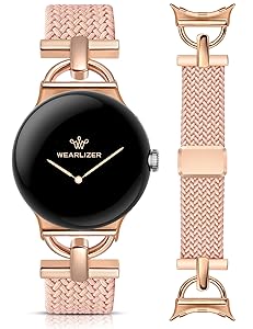 Wearlizer Braided Magnetic Band Compatible with Google Pixel Watch 4/3 41mm/Pixel Watch 2/1 Designer D-Shape Stretchy Elastic Nylon Breathable Sport Strap for Women Men