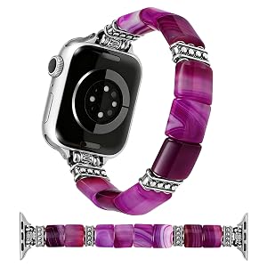 Wearlizer Beaded Stretch Bracelet Compatible with Apple Watch Bands 40/42/41/38 mm Women, Boho Handmade Natural Stone Strap for iWatch Series 11 10 9 8 7 6 5 4 3 2 1 SE/Ultra