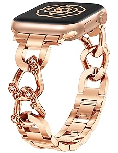 Wearlizer Compatible with Apple Watch Bands for Women 41/40/38/44/45/46/49/42mm, Dressy Fancy Bling Metal Chain Strap Pretty Designer Bracelet for iWatch Series 11 10 9 8 7 6 5 4 3 SE/Ultra 3 2 1