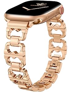 Wearlizer Compatible with Apple Watch Band 42/46/38/40/41/44/45/49mm Women, Dressy Pretty Stainless Steel Metal Strap Fancy Designer Link Bracelet for iWatch Series 11 10 9 8 7 6 5 4 3 SE/Ultra 3 2 1