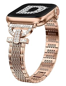 Wearlizer Bling Band Compatible with Apple Watch Bands Women 41/40/38/42/44/45/46/49mm, Elegant Dressy Diamond D-Shape Metal Bracelet for iWatch Strap Series 11 10 9 8 7 6 5 4 3 2 1 SE Ultra
