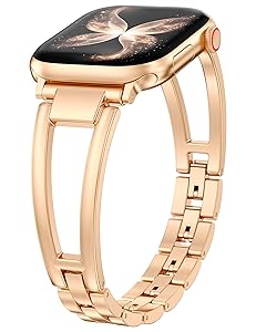 Wearlizer Compatible with Apple Watch Band 42/46/38/40/41/44/45/49mm Women, Dressy Fancy Stainless Steel Metal Strap Pretty Slim Designer Bracelet for iWatch Series 11 10 9 8 7 6 5 4 SE/Ultra 3 2 1