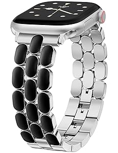 Wearlizer Metal Band Compatible with Apple Watch Bands for Women 40/38/41/42/44/45/46/49mm, Enamel Stainless Steel Strap for iWatch Series 11-1 SE/Ultra