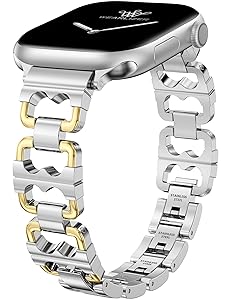 Wearlizer Compatible with Apple Watch Band 42/46/38/40/41/44/45/49mm Women, Dressy Pretty Stainless Steel Metal Strap Fancy Designer Link Bracelet for iWatch Series 11 10 9 8 7 6 5 4 3 SE/Ultra 3 2 1