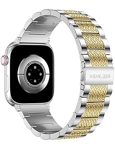 Wearlizer Stainless Steel Band Compatible with Apple Watch Band 49/46/45/44/42/41/40/38mm Men Women, Zigzag Weave Durable Metal Strap for iWatch Series 11 10 9 8 7 6 5 4 3 SE/Ultra 3 2 1