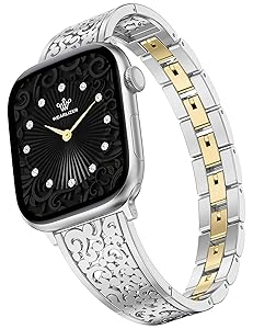 Wearlizer Compatible with Apple Watch Bands for Women 41/40/38/44/45/46/49/42mm, Jewelry Dressy Stainless Steel Metal Scrollwork Chain Bracelet for iWatch Band Series 11 10 9 8 7 6 5 4 SE/Ultra 3