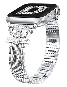 Wearlizer Bling Band Compatible with Apple Watch Bands Women 41/40/38/42/44/45/46/49mm, Elegant Dressy Diamond D-Shape Metal Bracelet for iWatch Strap Series 11 10 9 8 7 6 5 4 3 2 1 SE Ultra