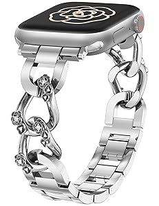 Wearlizer Compatible with Apple Watch Bands for Women 41/40/38/44/45/46/49/42mm, Dressy Fancy Bling Metal Chain Strap Pretty Designer Bracelet for iWatch Series 11 10 9 8 7 6 5 4 3 SE/Ultra 3 2 1