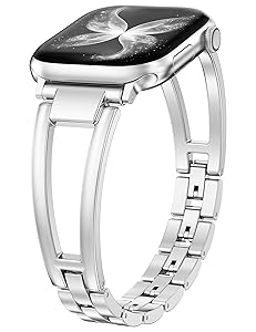 Wearlizer Compatible with Apple Watch Band 42/46/38/40/41/44/45/49mm Women, Dressy Fancy Stainless Steel Metal Strap Pretty Slim Designer Bracelet for iWatch Series 11 10 9 8 7 6 5 4 SE/Ultra 3 2 1