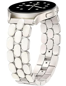 Wearlizer Metal Bracelet Compatible with Samsung Galaxy Watch 7 Band 6 5 4 Active 2 FE 40mm 44mm/Watch 6 4 Classic/5 Pro/3, 20mm Enamel Dressy Stainless Steel Strap for Samsung Watch Bands Women
