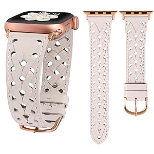 Wearlizer Leather Band Compatible with Apple Watch Band 41/40/38/44/45/46/49/42mm Women Men, Dressy Breathable Hollow-out Braided Strap for iWatch Bands Series 11 10 9 8 7 6 5 4 3 SE/Ultra 3 2 1