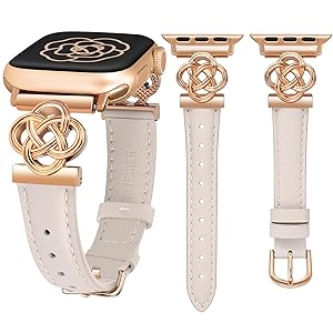 Wearlizer Slim Leather Band Compatible with Apple Watch Bands Women 41/40/38/42/44/45/46/49mm, Dressy Fancy Designer Celtic Knot Thin Strap for iWatch Series 11 10 9 8 7 6 5 4 3 SE/Ultra 3 2 1