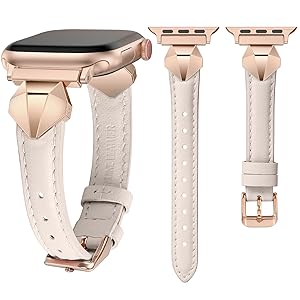 Wearlizer Slim Leather Band Compatible with Apple Watch Bands Women 42/41/40/38/44/45/46/49mm, Dressy Fancy Thin Designer Strap Wristband for iWatch Series 11 10 9 8 7 6 5 4 SE/Ultra 3 2 1