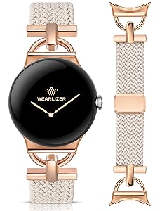 Wearlizer Braided Magnetic Band Compatible with Google Pixel Watch 4/3 41mm/Pixel Watch 2/1 Designer D-Shape Stretchy Elastic Nylon Breathable Sport Strap for Women Men