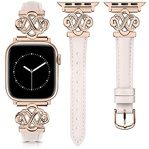 Wearlizer Slim Leather Band Compatible with Apple Watch Bands Women 38/40/41/42/44/45/46/49mm, Fancy Dressy Designer Thin Strap with Celtic Knot for iWatch Series 11 10 9 8 7 6 5 4 3 SE/Ultra 3 2 1
