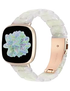 Wearlizer Resin Band Compatible with Fitbit Versa 4 Bands for Woman/Versa 3/Sense 2/Sense Bands Women Men, Cute Fashion Lightweight Wristband Strap Accessories