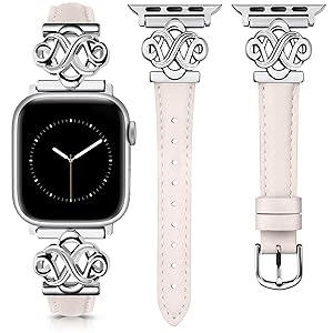 Wearlizer Slim Leather Band Compatible with Apple Watch Bands Women 38/40/41/42/44/45/46/49mm, Fancy Dressy Designer Thin Strap with Celtic Knot for iWatch Series 11 10 9 8 7 6 5 4 3 SE/Ultra 3 2 1