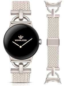Wearlizer Braided Magnetic Band Compatible with Google Pixel Watch 4/3 41mm/Pixel Watch 2/1 Designer D-Shape Stretchy Elastic Nylon Breathable Sport Strap for Women Men
