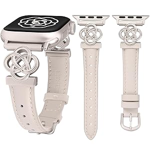 Wearlizer Slim Leather Band Compatible with Apple Watch Bands Women 41/40/38/42/44/45/46/49mm, Dressy Fancy Designer Celtic Knot Thin Strap for iWatch Series 11 10 9 8 7 6 5 4 3 SE/Ultra 3 2 1