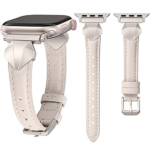 Wearlizer Slim Leather Band Compatible with Apple Watch Bands Women 42/41/40/38/44/45/46/49mm, Dressy Fancy Thin Designer Strap Wristband for iWatch Series 11 10 9 8 7 6 5 4 SE/Ultra 3 2 1