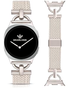 Wearlizer Braided Magnetic Band Compatible with Samsung Galaxy Watch 8 Band 40mm 44mm/Galaxy Watch 8 Classic 46mm, Designer D-Shape Stretchy Elastic Nylon Strap Wristband for Galaxy Watch 8 Women Men