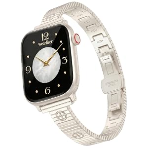 Wearlizer Slim Metal Bracelet Band Compatible with Apple Watch Bands Women | Thin Dressy Designer Stainless Steel Strap for iWatch Series 11 10 9 8 7 6 5 4 SE/Ultra 3 2 1 42/46/38/40/41/44/45/49mm