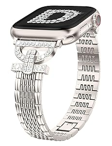 Wearlizer Bling Band Compatible with Apple Watch Bands Women 41/40/38/42/44/45/46/49mm, Elegant Dressy Diamond D-Shape Metal Bracelet for iWatch Strap Series 11 10 9 8 7 6 5 4 3 2 1 SE Ultra