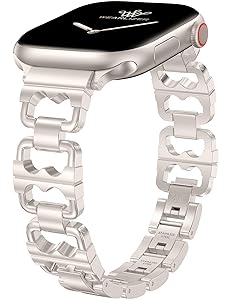 Wearlizer Compatible with Apple Watch Band 42/46/38/40/41/44/45/49mm Women, Dressy Pretty Stainless Steel Metal Strap Fancy Designer Link Bracelet for iWatch Series 11 10 9 8 7 6 5 4 3 SE/Ultra 3 2 1
