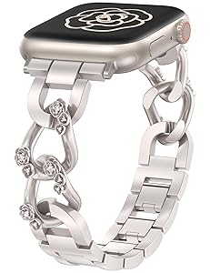 Wearlizer Compatible with Apple Watch Bands for Women 41/40/38/44/45/46/49/42mm, Dressy Fancy Bling Metal Chain Strap Pretty Designer Bracelet for iWatch Series 11 10 9 8 7 6 5 4 3 SE/Ultra 3 2 1