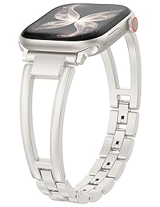 Wearlizer Compatible with Apple Watch Band 42/46/38/40/41/44/45/49mm Women, Dressy Fancy Stainless Steel Metal Strap Pretty Slim Designer Bracelet for iWatch Series 11 10 9 8 7 6 5 4 SE/Ultra 3 2 1