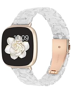 Wearlizer Resin Band Compatible with Fitbit Versa 4 Bands for Woman/Versa 3/Sense 2/Sense Bands Women Men, Cute Fashion Lightweight Wristband Strap Accessories