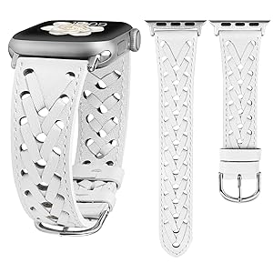 Wearlizer Leather Band Compatible with Apple Watch Band 41/40/38/44/45/46/49/42mm Women Men, Dressy Breathable Hollow-out Braided Strap for iWatch Bands Series 11 10 9 8 7 6 5 4 3 SE/Ultra 3 2 1