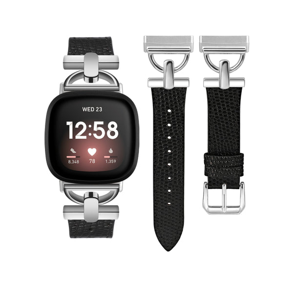 Wearlizer Leather Band Compatible with Fitbit Sense 2 Bands/Versa 4 Bands for Women, Dressy Leather Strap with D-Shape Metal Buckle for Versa 4 Sense 2 Smartwatch