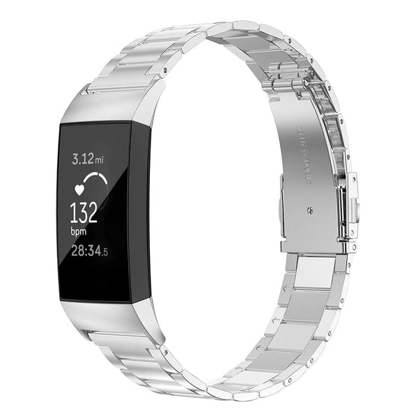 Wearlizer Stainless Steel Fitbit Charge 3 Bands/Fitbit Charge 4 Bands Women Men,Ultra-Thin Lightweight
