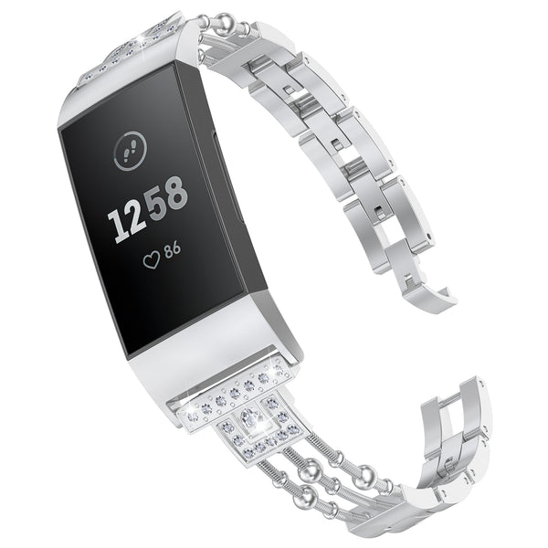 Wearlizer Fitbit Charge 4 Charge 3 Charge 3 SE Bands for Women Slim Metal Dressy Bling Rhinestone