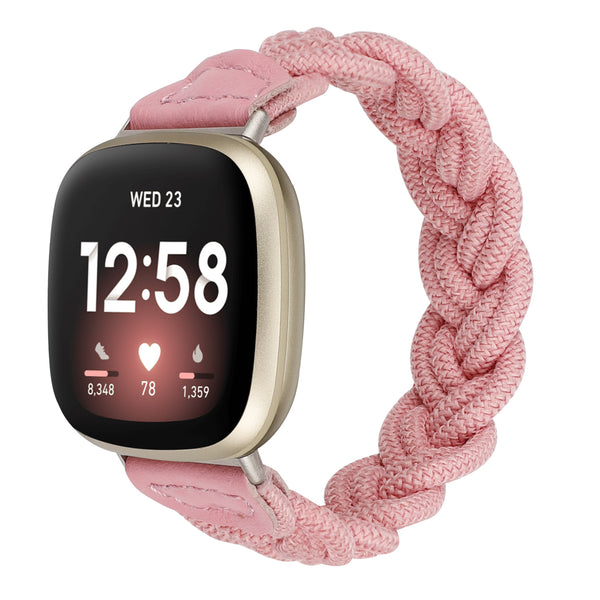 Wearlizer Elastic Band Fitbit Versa 3 / Sense Bands for Women Slim Solo Loop Braided Strap Wristband Stretchy Woven