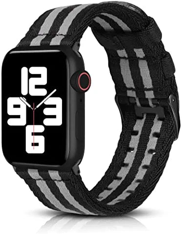 Military Compatible with Apple Watch 42mm 44mm 45mm 41mm 40mm 38mm Men Canvas Nylon Band Double-layer Woven Rugged Strap Soft Wristband for Iwatch Series 7 SE 6 5 4 3 2 1