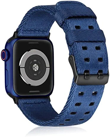 Military Compatible with Apple Watch 42mm 44mm 45mm 41mm 40mm 38mm Men Canvas Nylon Band Double-layer Woven Rugged Strap Soft Wristband for Iwatch Series 7 SE 6 5 4 3 2 1