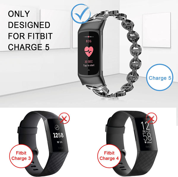 Cinturino In Metallo Diamante Per Fitbit Charge 5 | Bracciale Ricambio Con Chiusura