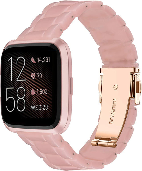 Wearlizer Resin and Stainless Steel Compatible with Fitbit Versa/Versa 2 /Versa Lite/Versa SE Bands Women Men, Lightweight Replacement Compatible with Fit bit Versa, Blue