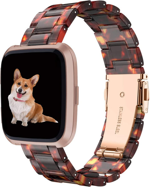 Wearlizer Resin and Stainless Steel Compatible with Fitbit Versa/Versa 2 /Versa Lite/Versa SE Bands Women Men, Lightweight Replacement Compatible with Fit bit Versa, Blue