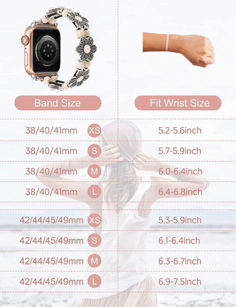 Wearlizer Compatible with Apple Watch Band 38mm 40mm 41mm 42mm 44mm 45mm 49mm Women Girls,Boho Handmade Turquoise Beaded Elastic Stretch Replacement Bracelet For iWatch SE/Ultra/8/7/6/5/4/3/2/1