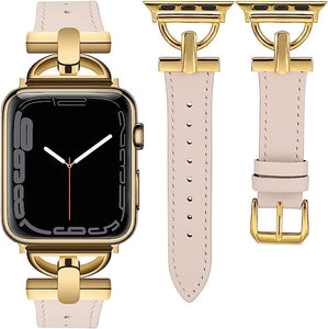 Wearlizer Leather Band Compatible with Apple Watch Band Women 38mm 40mm 41mm 42mm 44mm 45mm 49mm(Ultra), Dressy Leather Strap with D-Shape Metal Buckle for iWatch Bands Series 8 SE 7 6 5 4 3 2 1