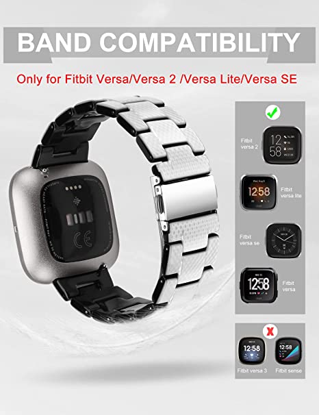 Wearlizer Resin and Stainless Steel Compatible with Fitbit Versa/Versa