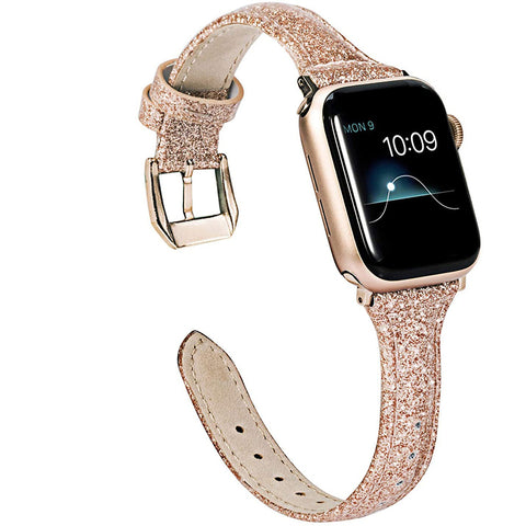 Wearlizer Thin Glitter Leather Apple Watch Bands