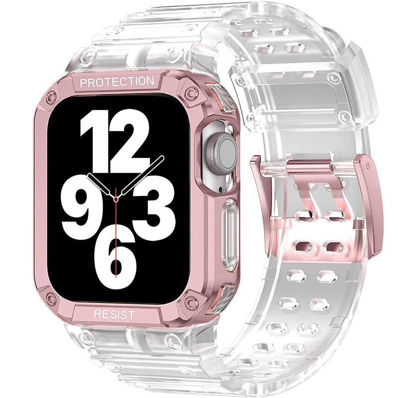 Wearlizer Apple Watch Band Clear Women Cute Girl with Case Rugged for Apple Watch Series 7 6 5 4 3 2 1