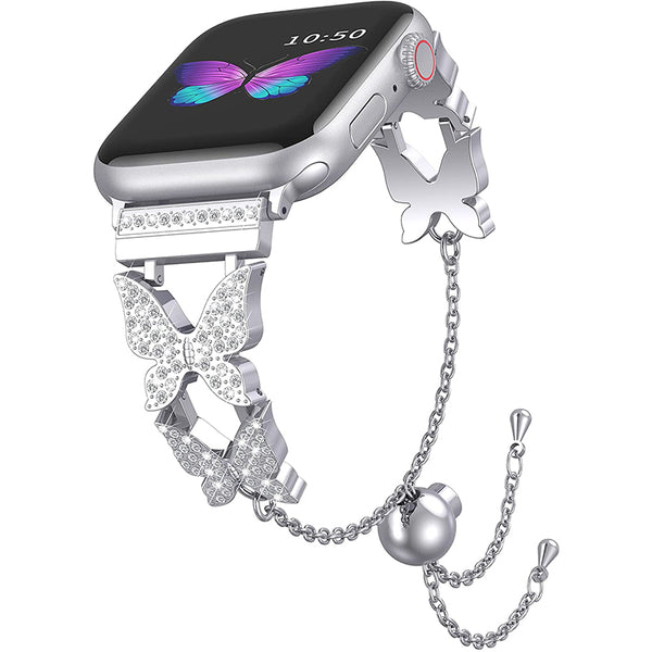 Wearlizer Apple Watch Bands Bling Butterfly Metal Jewelry Adjustable Bracelet for iWatch Series SE 6 5 4 3 2 1