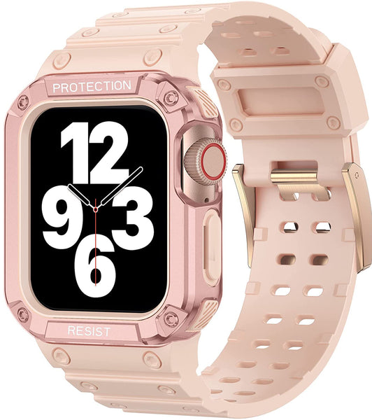 Wearlizer Apple Watch Band Clear Women Cute Girl with Case Rugged for Apple Watch Series 7 6 5 4 3 2 1